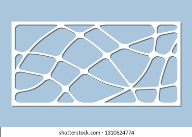 Set decorative card for cutting. Wave linear pattern. Laser cut panel. Ratio 1:2. Vector illustration.