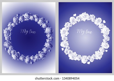 set of decorative cards in different shades of blue