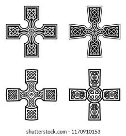 Set of decorative Celtic crosses