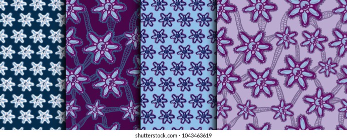 Set of decorative chamomile patterns. Endless texture for design. Lace pattern
