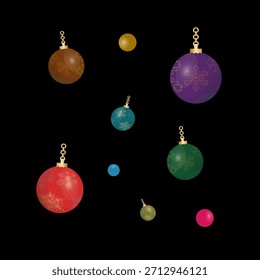 Conjunto de Navidades decorativas con patrones sutiles sobre un fondo oscuro.