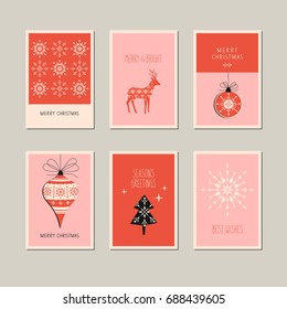 set of decorative christmas cards