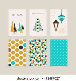 set of decorative christmas cards with front and back side