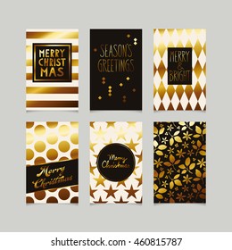 set of decorative christmas cards in gold