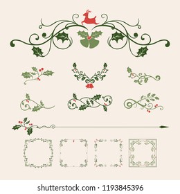 Set of decorative Christmas designs for cards vector
