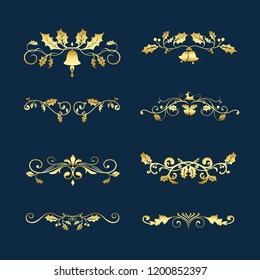 Set of decorative Christmas designs for cards vector