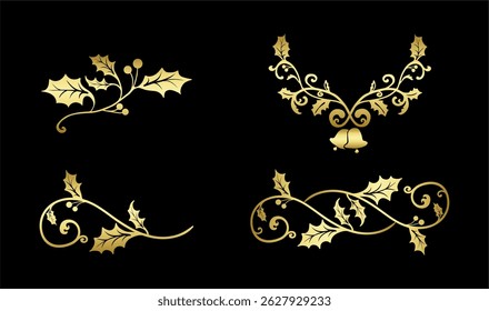 Conjunto de desenhos decorativos de Natal para o vetor de cartas