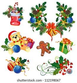 Set of decorative Christmas elements
