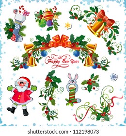 Set of decorative Christmas elements