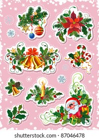 set of decorative christmas elements