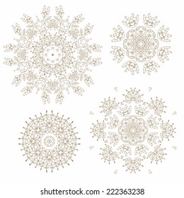 Set of decorative Christmas snowflakes-rosettes for art works