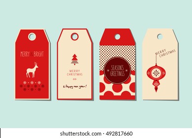 set of decorative christmas tags