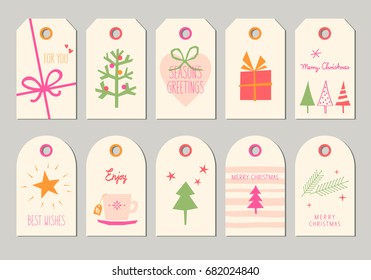 set of decorative christmas tags