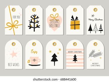 set of decorative christmas tags