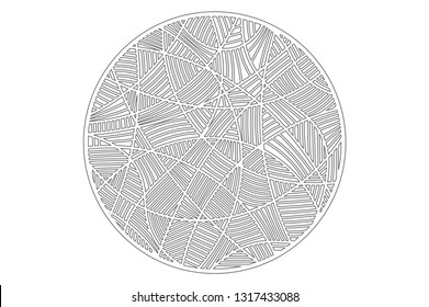 Set decorative circle card for cutting. Mosaic line pattern. Laser cut panel. Vector illustration.