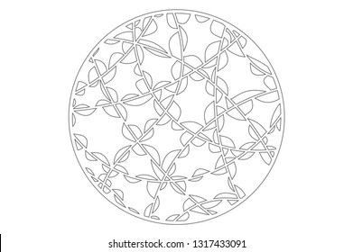 Set decorative circle card for cutting. Abstract linear pattern. Laser cut panel. Vector illustration.