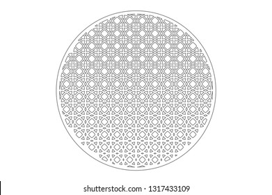 Set decorative circle card for cutting. Arabesque pattern. Laser cut panel. Vector illustration.