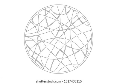 Set decorative circle card for cutting. Mosaic line pattern. Laser cut panel. Vector illustration.