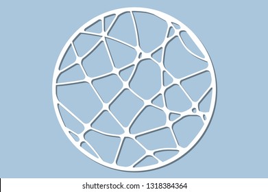 Set decorative circle card for cutting. Wave linear pattern. Laser cut panel. Vector illustration.