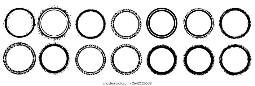 set decorative circular frames vector