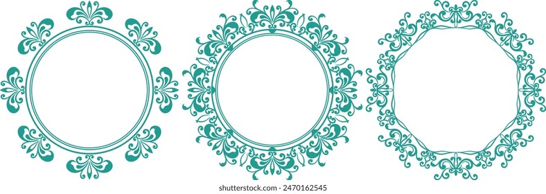 set of decorative cirlce frame vector illustration