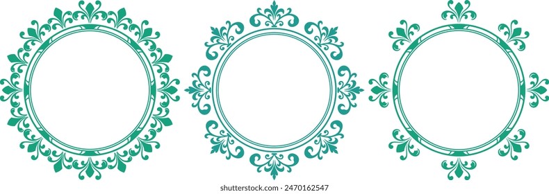 set of decorative cirlce frame vector illustration