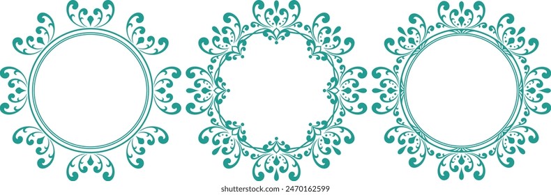 set of decorative cirlce frame vector illustration