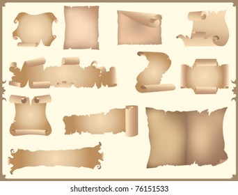 Set of decorative classic vintage papers banners.