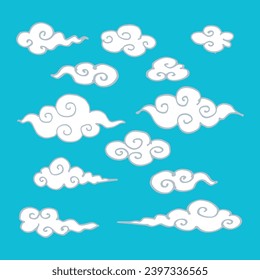 Set of decorative cloud hand drawn illustration element pattern 