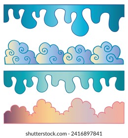Set of decorative cloud hand drawn illustration element pattern