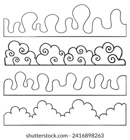 Set of decorative cloud hand drawn illustration element pattern