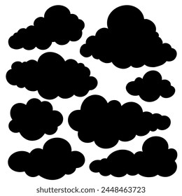 Set of decorative clouds silhouettes.Vector graphics.	