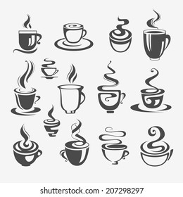 Set of decorative coffee cups