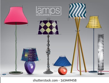 Set of decorative color lamps. Vector illustration