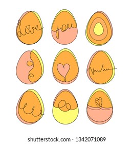 Set of decorative colorful eggs icons with abstract patterns