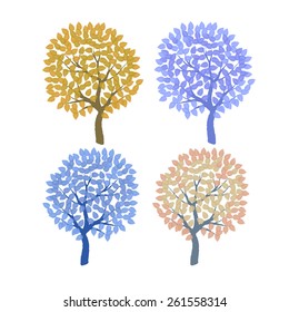 Set of the decorative colorful trees