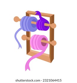 Set of decorative coloured ribbons for gift wrapping. Vector cartoon illustration. Materials in workshop. Isolated objects on white background for design.  