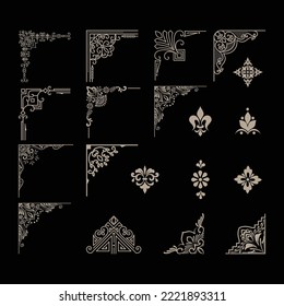 Set of decorative corner elements free vector image