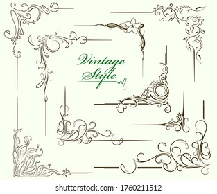 Set of decorative corners, design elements, elegant borders for your design, vector illustration