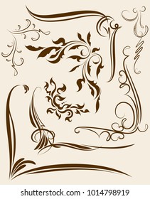 Set of decorative corners, floral elements for your design.