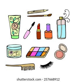 set of decorative cosmetics