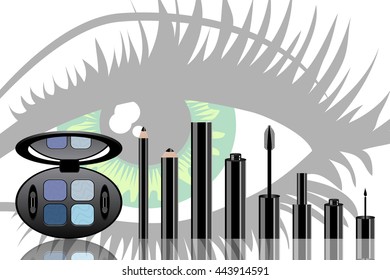 Set of decorative cosmetics Collection of makeup and cosmetics. Decorative cosmetics of different shades. Flat design