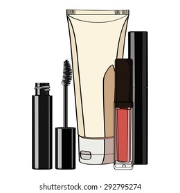 set of decorative cosmetics. vector illustration for cosmetic banners, brochures and promotional items