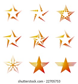 Set of decorative and creative five cornered/pentagonal stars