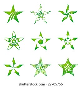 Set of decorative and creative five cornered/pentagonal stars