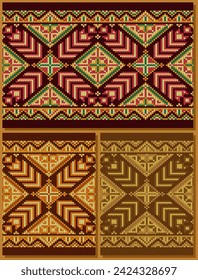 Set of decorative Cross border Knitting Pattern. Vector illustration.