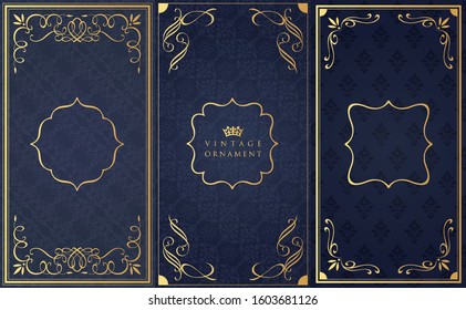 set of decorative design elements. floral frames.