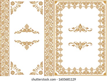 set of decorative design elements. floral frames.