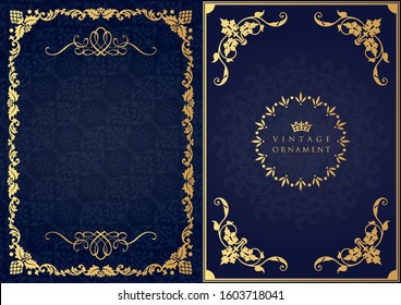 set of decorative design elements. floral frames and borders.