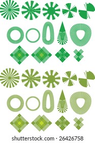 set of decorative design elements - green and greenish yellow